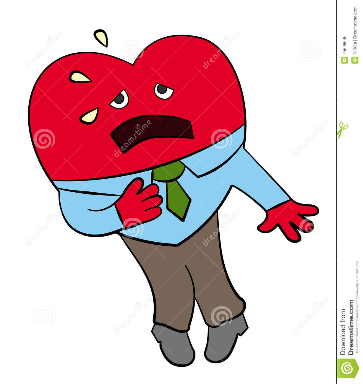 Cartoon Heart Dressed Like A Business Man Having A Heart Attack