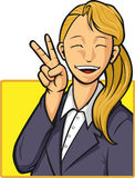 Cartoon Of Happy Office Worker Girl Royalty Free Stock Photo