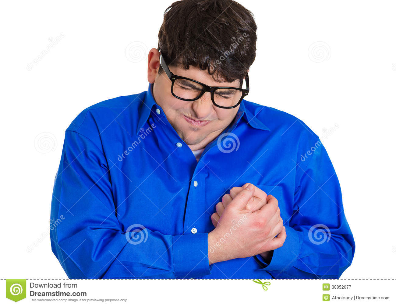 Chest Pain Isolated On White Background  Negative Emotion Facial
