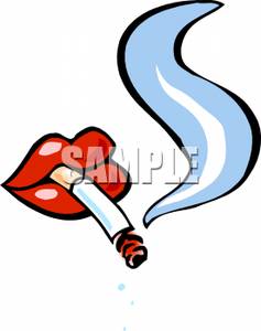 Cigarette In Red Lips   Royalty Free Clipart Picture