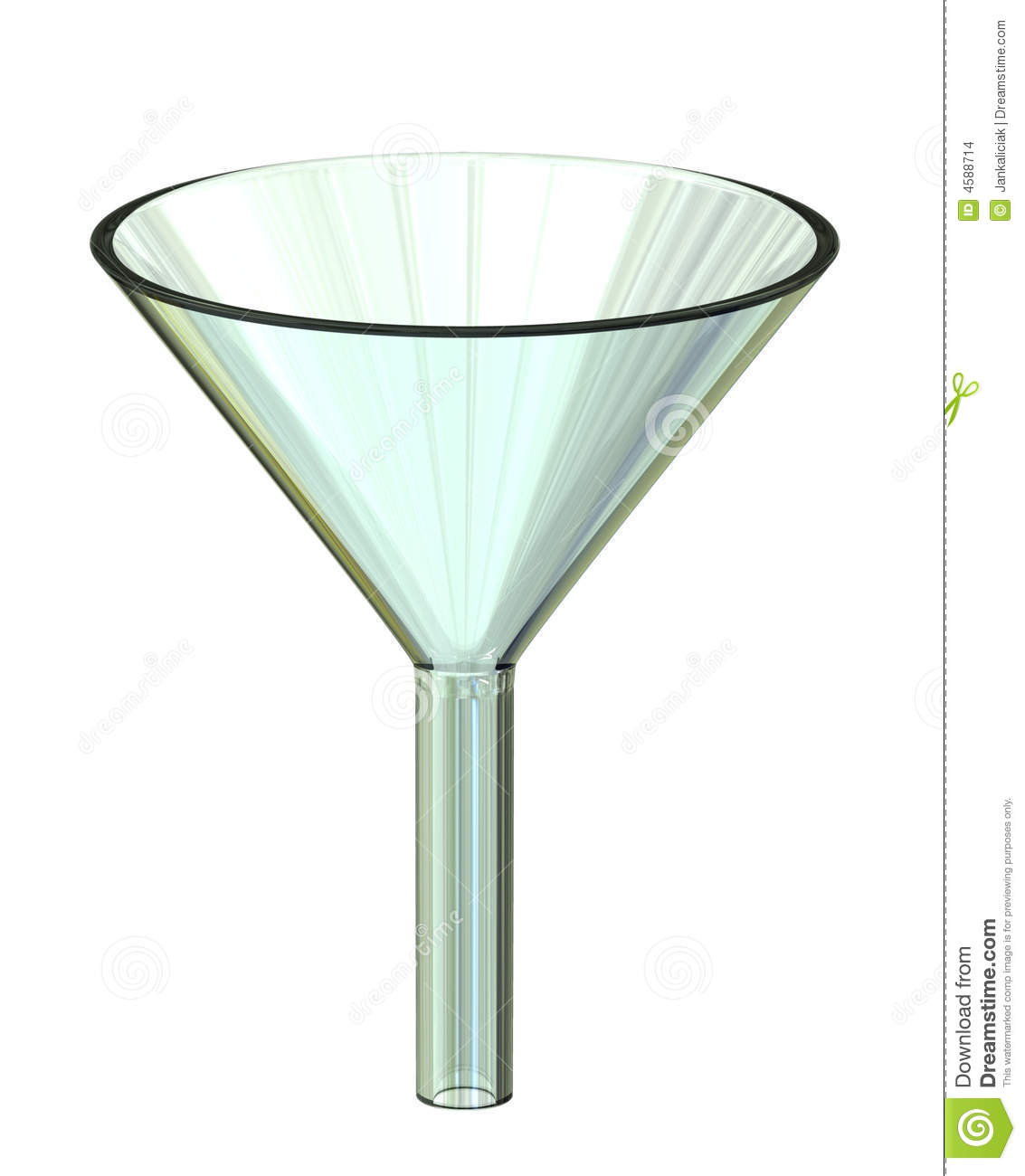 Clear Glass Filter Funnel On Bright White Background