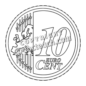 Clip Art  Euro 10 Cent B W   Preview 1