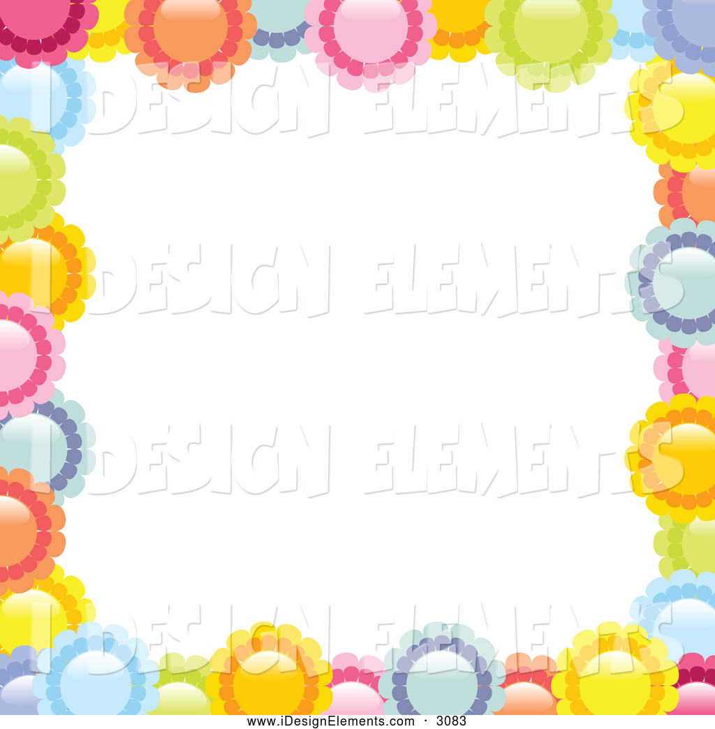 Clip Art Of A Bright Border Of Colorful Pink Yellow Orange Blue And
