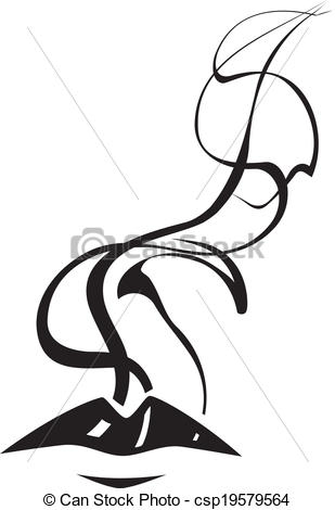 Clip Art Vector Of Smoking Lips Simple   Black And White Image Of Lips    