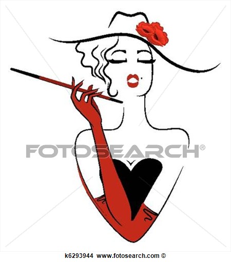 Clipart Of Charming Lady Smoking Cigarette K6293944   Search Clip Art