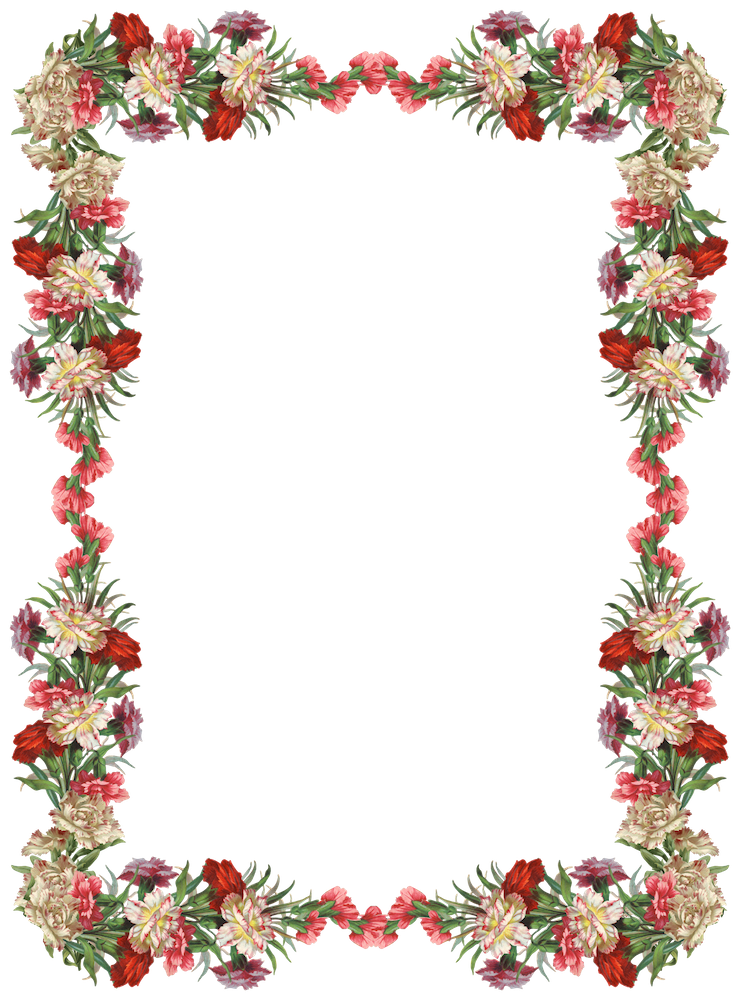 Free Digital Vintage Flower Frame And Border   Blumenrahmen Png