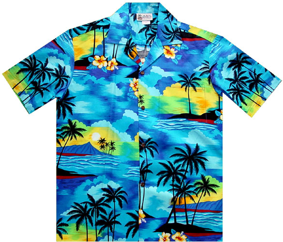 Hawaiian Shirt Pattern Hawaiian Sunset Navy Big Jpg