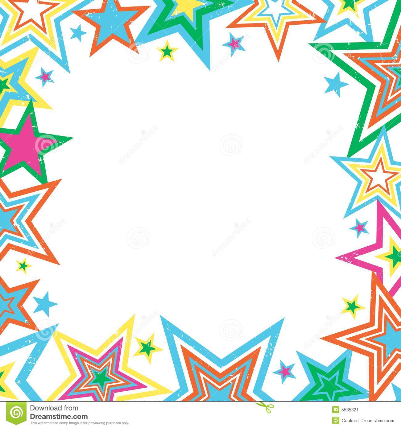 Illustration Of Bright Stars Border On White Background With Space For