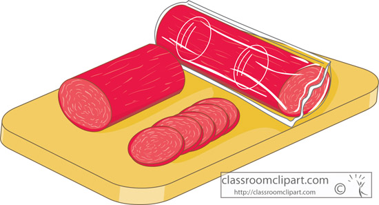 Meat Clipart   Salami On Cutting Board   Classroom Clipart