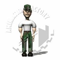 Military Private Jumping Jacks Animated Clipart