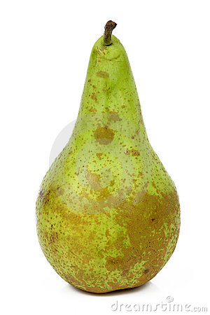 One Green Pear On The White Background 