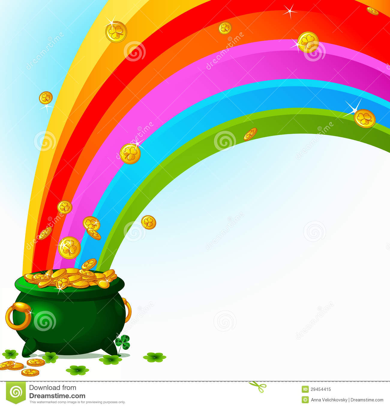 Pot Of Gold And Rainbow Royalty Free Stock Photo   Image  29454415