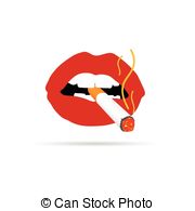 Red Lips With Cigarette Vector Symbol Illustration