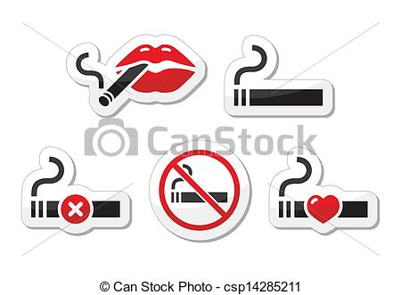 Sexy Lips With Cigarette Icons   Csp14285211