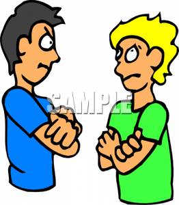 Two Angry Boys   Royalty Free Clipart Picture