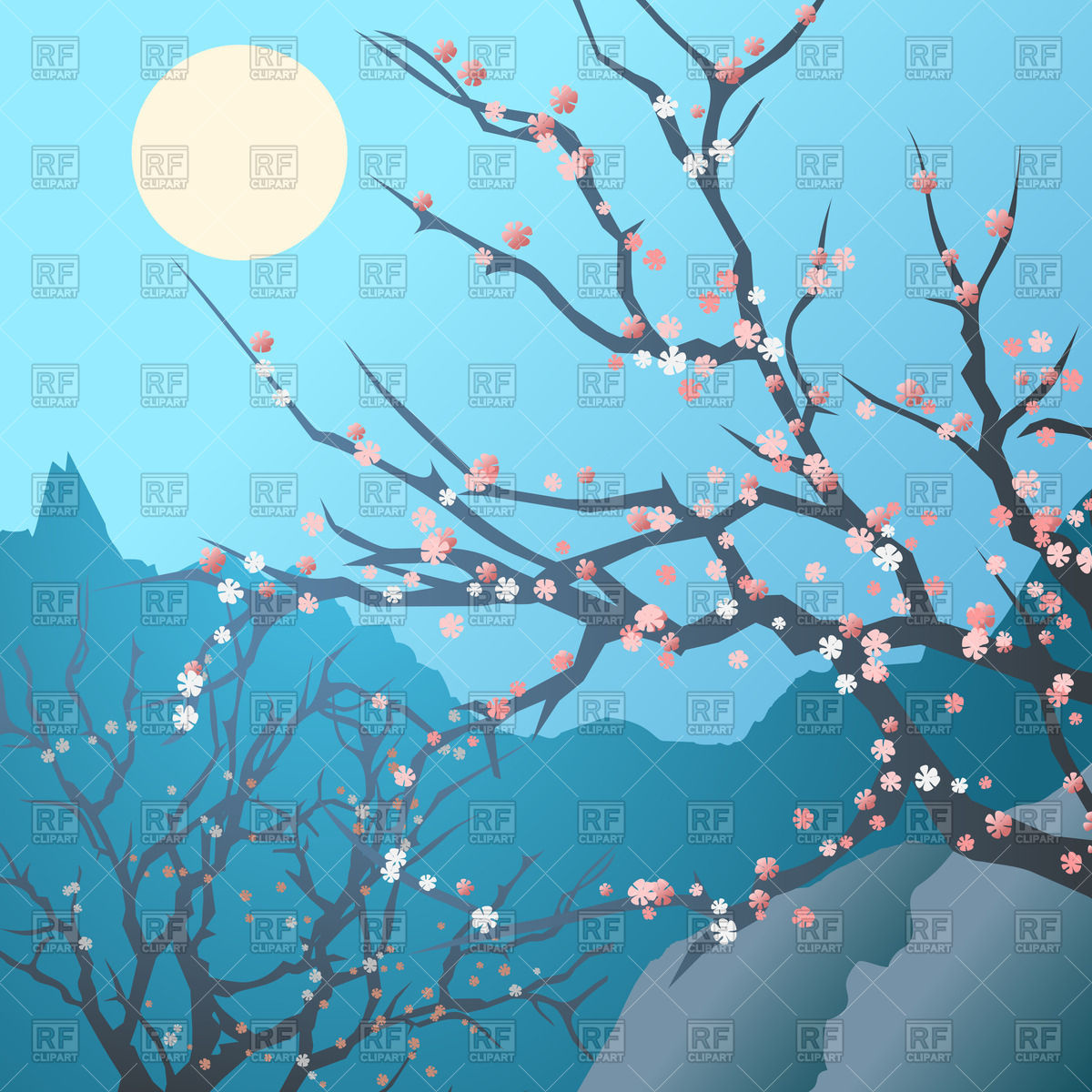     With Cherry Blossom Trees Download Royalty Free Vector Clipart  Eps