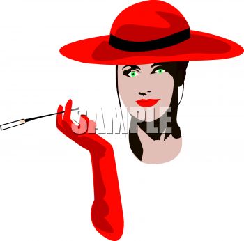 Woman Smoking A Cigarette In A Holder   Royalty Free Clip Art Image