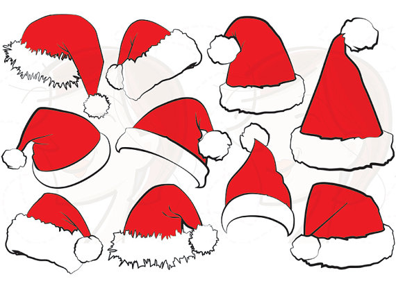 Claus Hat Clip Art Christmas Santa Hat Clipart Xmas Santas Hat Red    