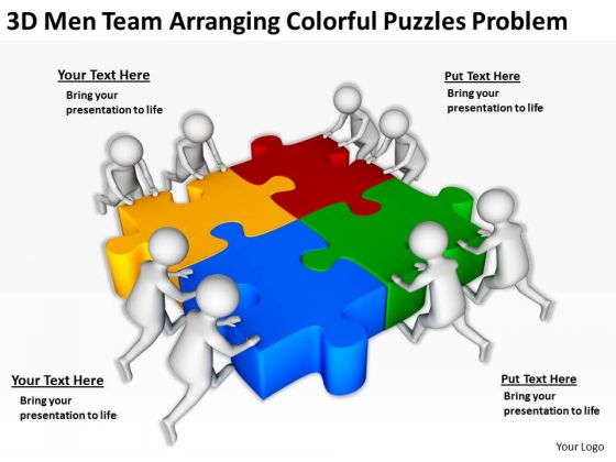 Clip Art 3d Men Team Arranging Colorful Puzzles Problem Powerpoint