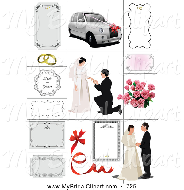 Clipart Of A Romantic Digital Collage Of Wedding Couples And Frames