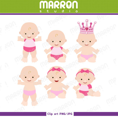 Cute Baby Girl Cliaprt Set Printable Great For Baby Showers Newborn