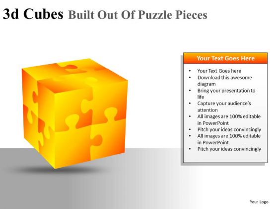 Editable Powerpoint Graphics 3d Cubes Puzzles Powerpoint Clipart