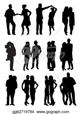 Eps Vector   Romantic Couples Silhouettes   Stock Clipart Illustration
