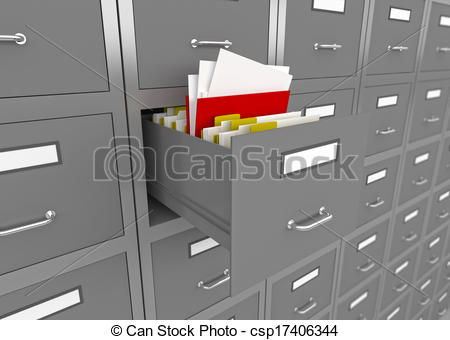 File Cabinet With An Open Drawer    Csp17406344