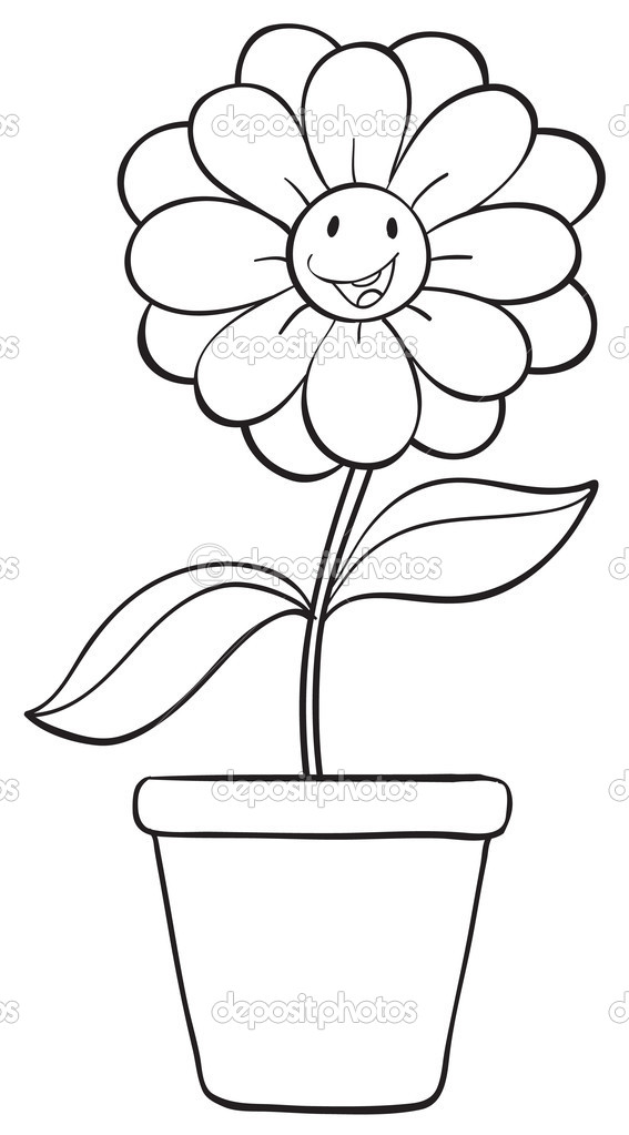 Flower And A Pot Sketch   Stock Vector   Interactimages  14372161