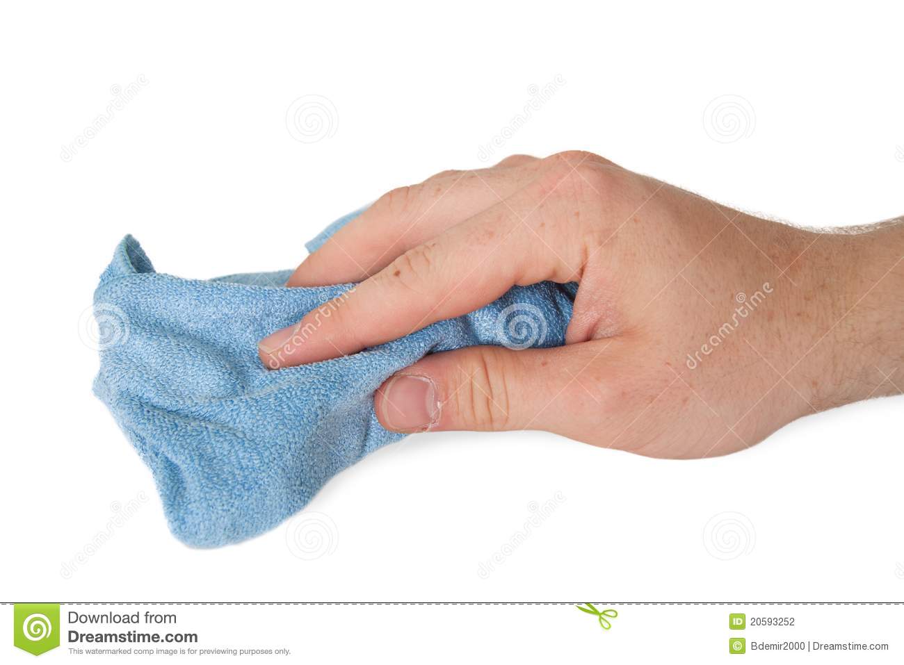 Handing Hold Blue Dirty Cloth Rag Wiping Cleaning Stock Photography    
