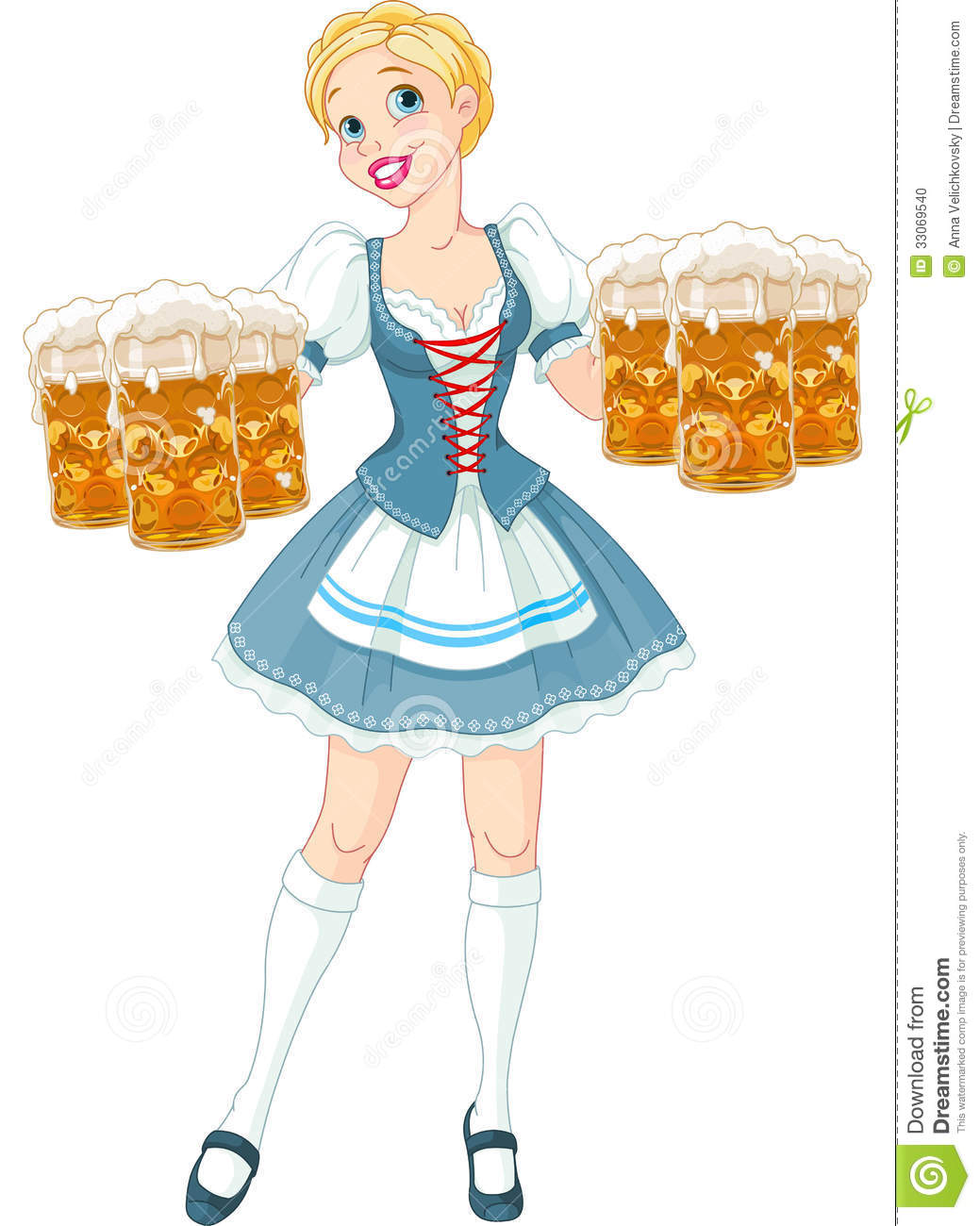 Illustration Of Funny German Girl Serving Beer