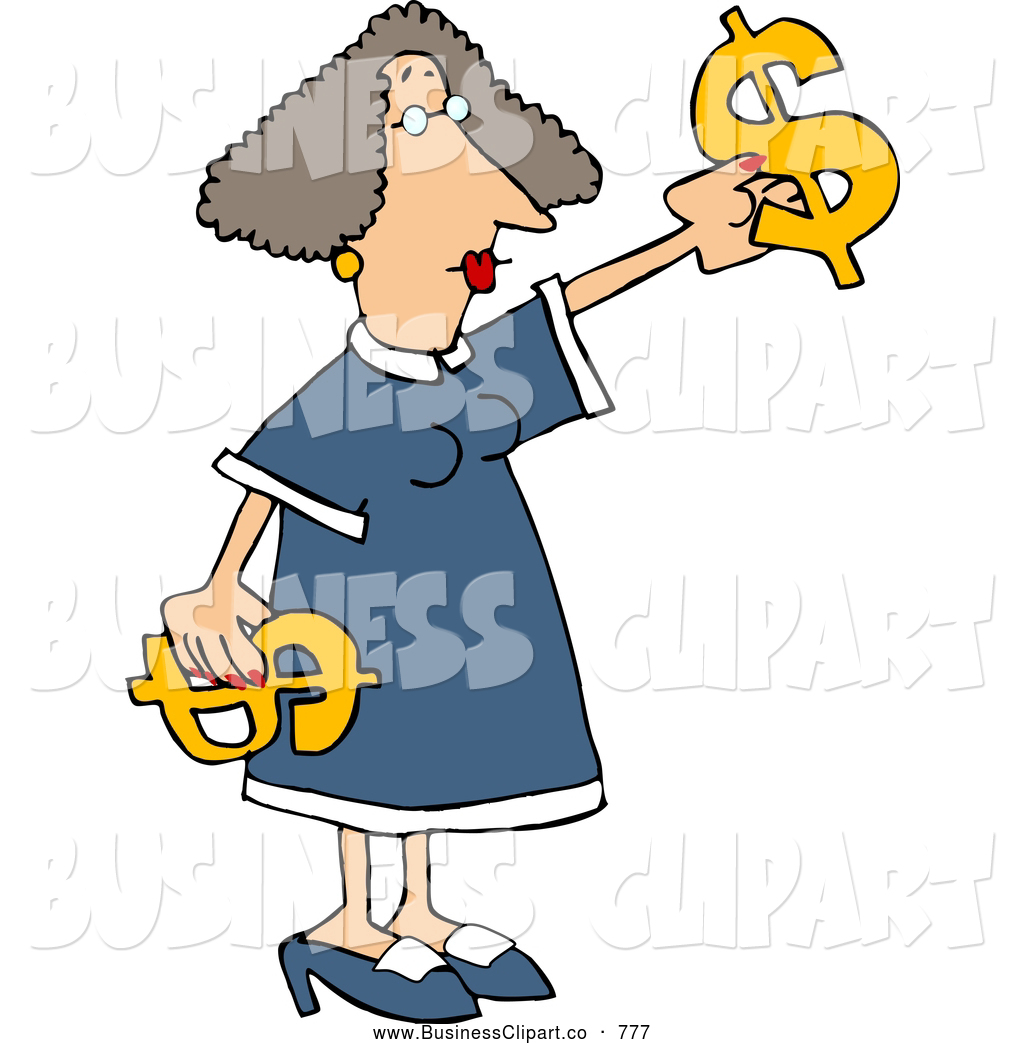 Larger Preview  Clip Art Of A Caucasian Money Woman Putting Decorating