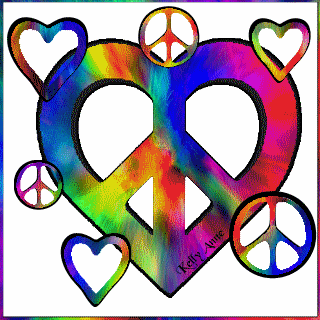 Multi Colored Heart Shaped Peace With Small Peace Signs Accenting It