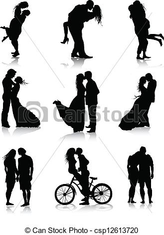 Of Romantic Couples Silhouettes Csp12613720   Search Clipart