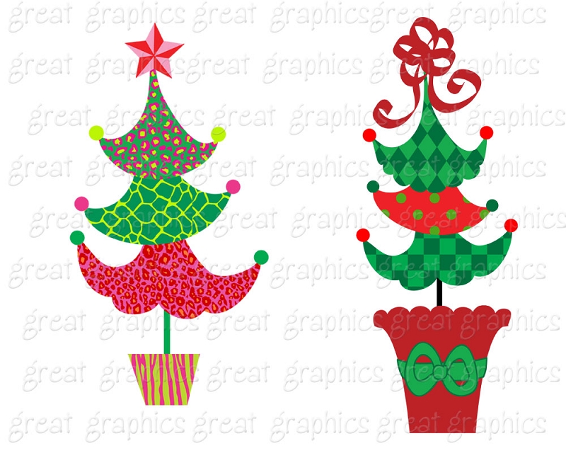 Printable Christmas Tree Clip Art  Funky Trees