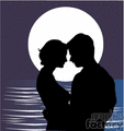 Romantic Romance Love Moon Couple Hug Kiss Silhouette Silhouettes