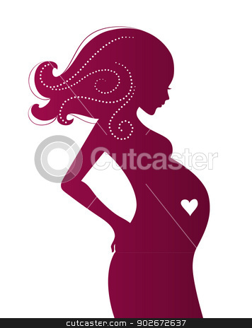 Silhouette Pregnant Woman Stock Vector Clipart Vector Illustration Of