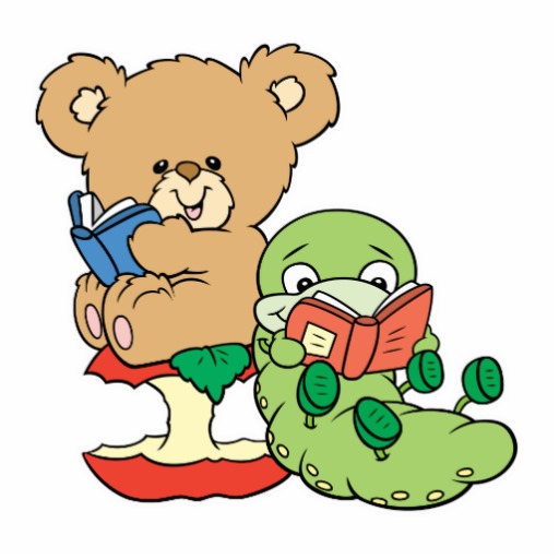 Silly Reading Bear With Cute Bookworm And Apple Promote Books And    