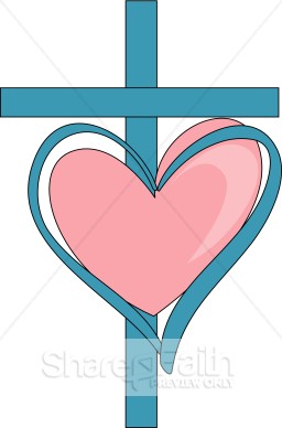 Sweet Cross And Heart   Christian Heart Clipart