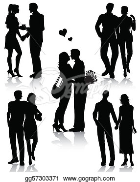 Vector Art   Romantic Couples Silhouettes  Clipart Drawing Gg57303371