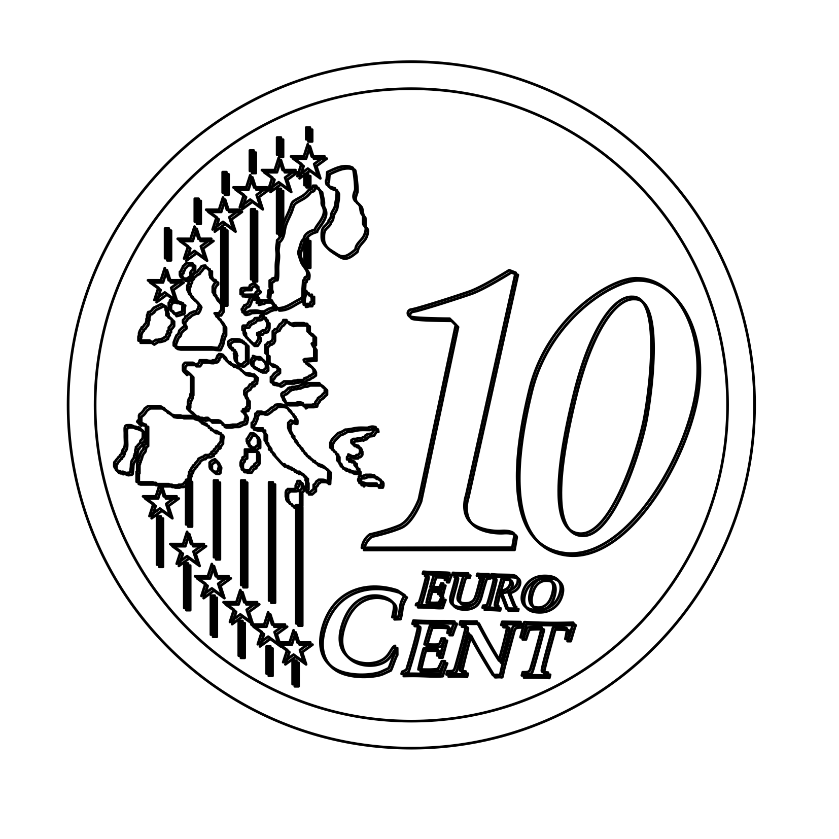 10 Cents Colouring Pages