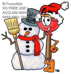     Cartoon Plunger With A Snowman Royalty Free  Rf  Clip Art Picture