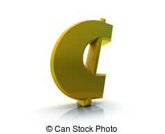Cent Sign   Fancy 3d Yellow Cent Sign