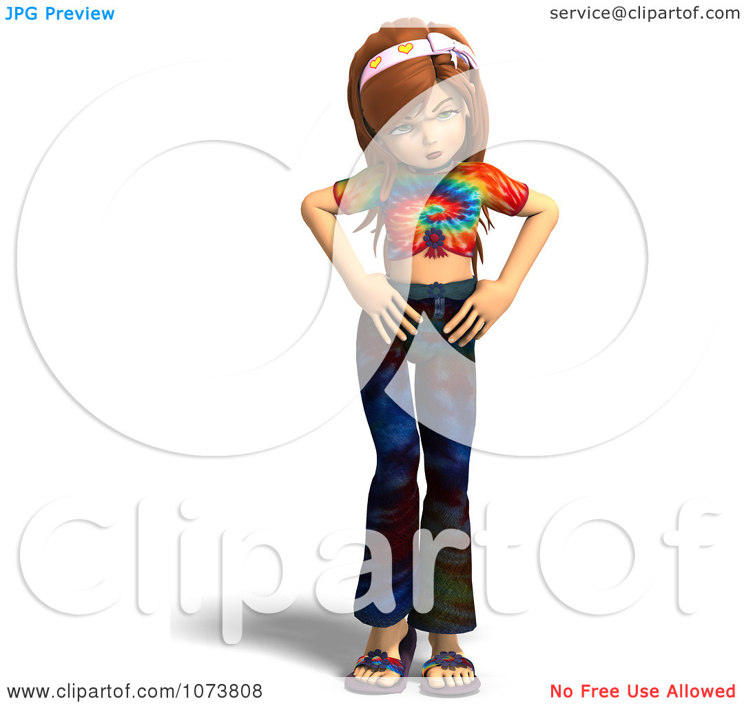 Clipart 3d Hippie Girl With A Bratty Attitude   Royalty Free Cgi