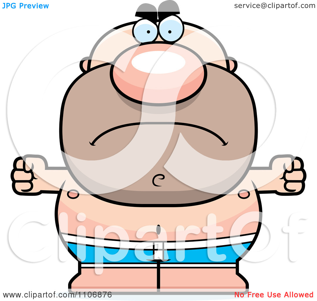 Clipart Angry Pudgy Male Swimmer   Royalty Free Vector Illustration By