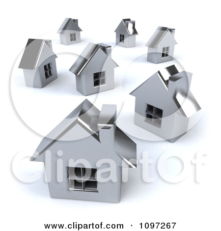 Clipart Neighborhood Of 3d Silver Houses   Royalty Free Cgi    