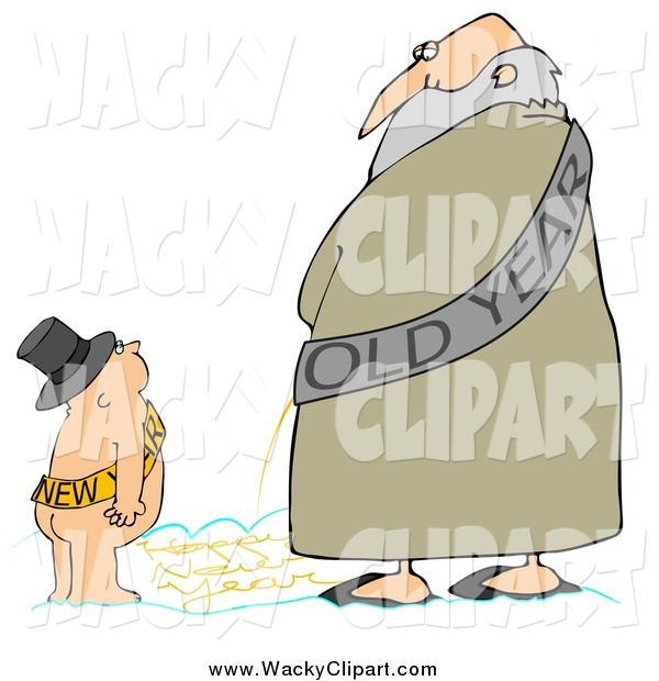 Clipart Of A New Year Baby Boy Looking Up At An Old Man And Watching