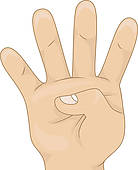 Clipart Of Four Fingers Up Hand Vector
