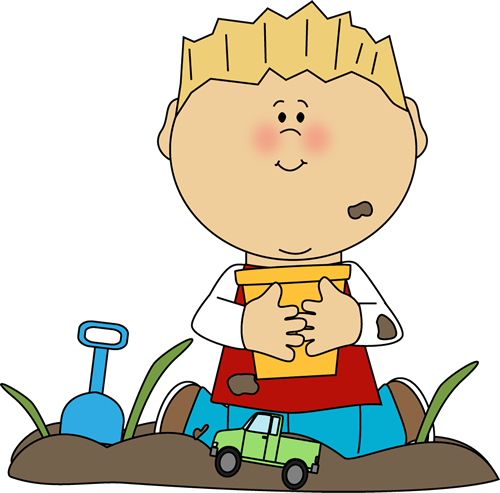 Dirt Clip Art Image   Boy Sitting On His Knees And Playing In The Dirt    