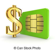 Dollar Sign And Sim Cardisolated On White Background3d   